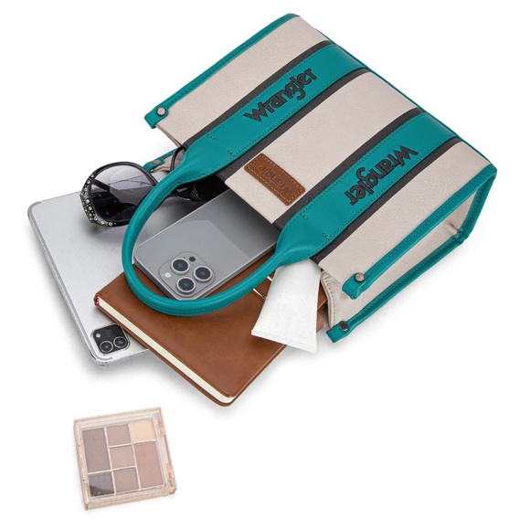 Wrangler Color Block Tote/Crossbody Turquoise - Picture 4 of 5